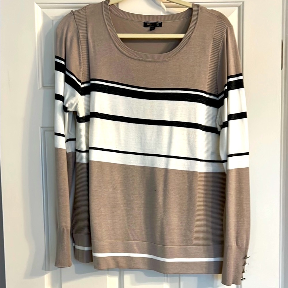 Striped Tan and White Sweater